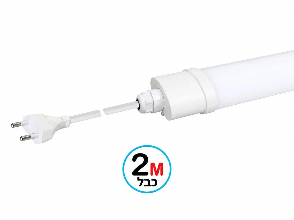 גוף תאורה ליניארי MIDI BAKO של OMEGA בצבע לבן עם כבל חשמל ותקע יצוק