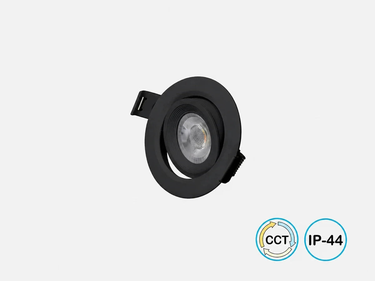 גוף תאורה שקוע שחור של OMEGA עם סימוני CCT ו־IP44