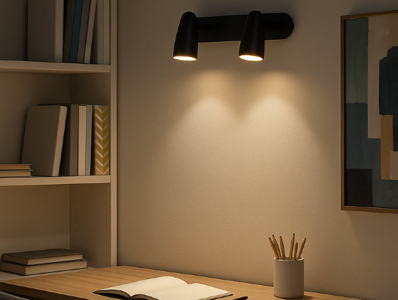 מנורת קיר DUO Spot בחד נוער מעל שולחן כתיבה