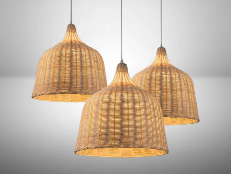 שלוש מנורת תלייה קש