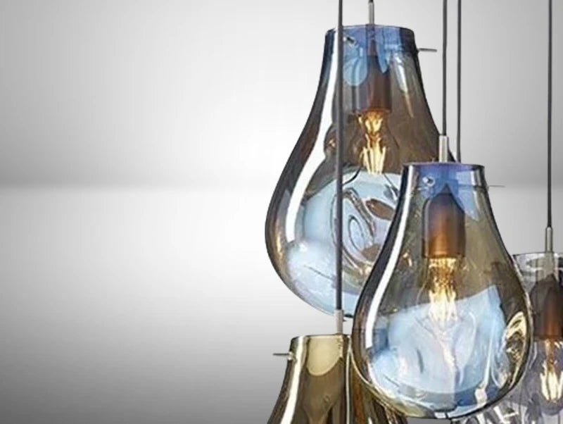 מנורות תלייה מסדרת WATER DROPS - בצבע כחול - תצוגה