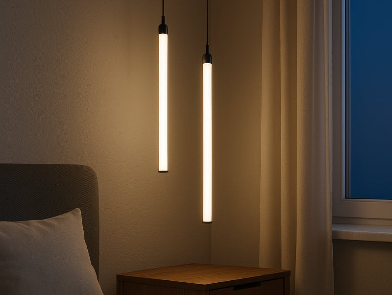 שני צילינדרים מעל שידה בחדר שינה