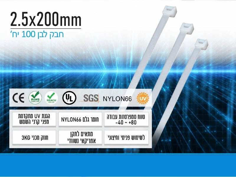 תמונת מפרט לאזיקונים לבנים עם כמה אזיקונים על רקע כחול