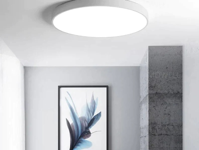 מנורה צמודת תקרה SLIM - בצבע לבן קוטר 60 - תצוגה