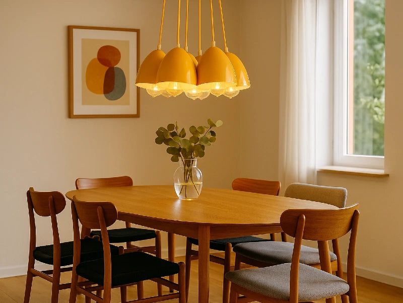 מנורת תלייה MONA מעל שולחן אוכל