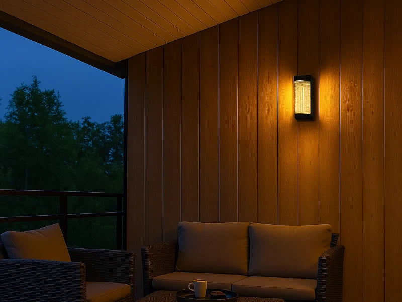 מנורת קיר חוץ NOR במרפסת מקורה