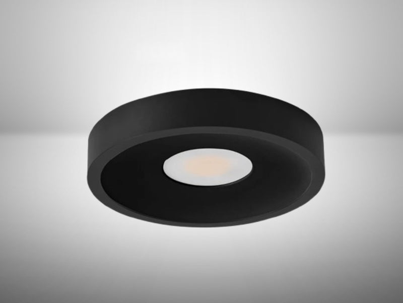 צילינדר תאורה שחור מדגם RAY בעיצוב עגול עם תאורת LED מרכזית