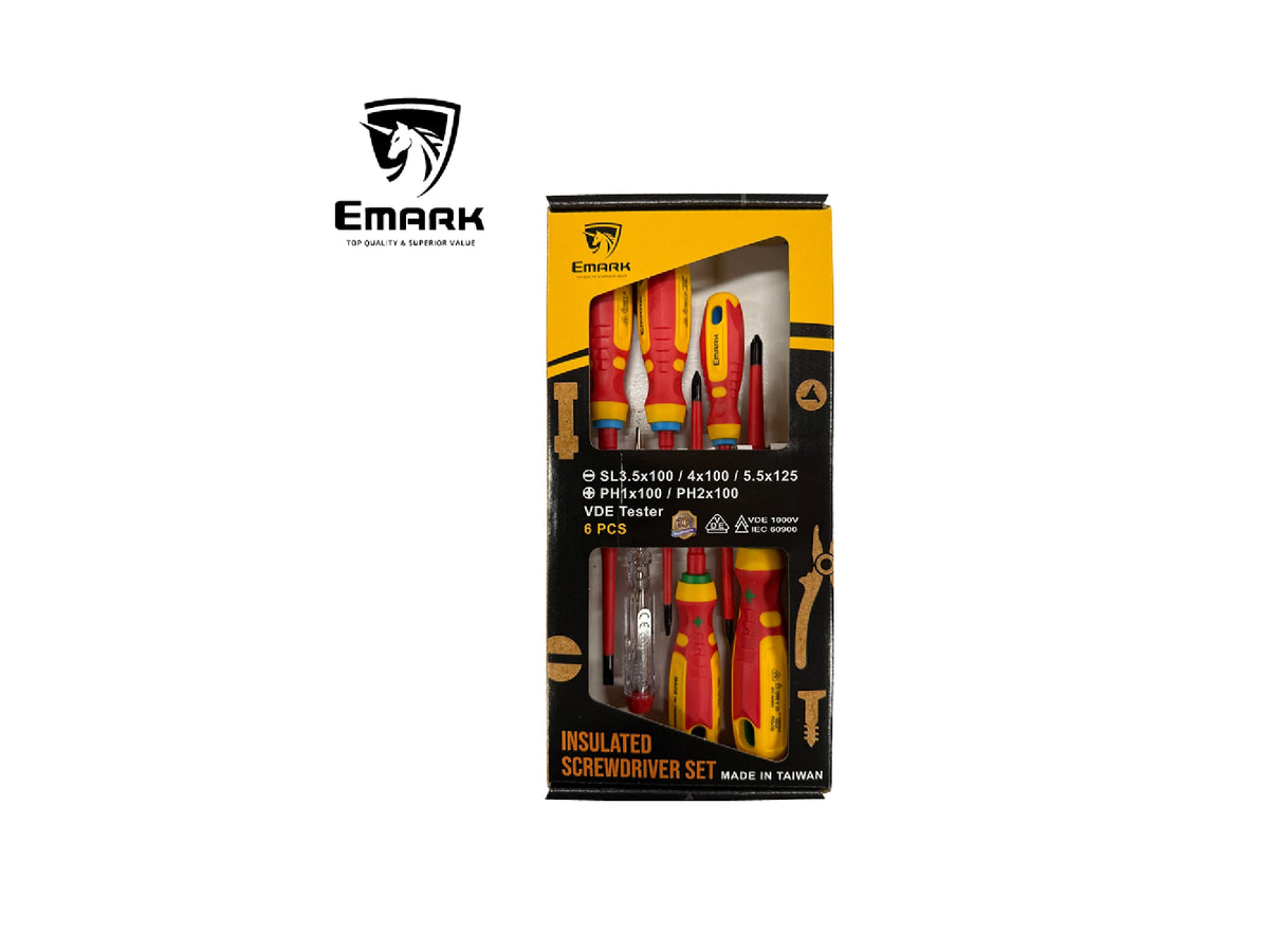 סט 6 מברגים מבודד כולל טסטר EMARK 1000V VDE - כלי עבודה וציוד למעבדה באתר לדמרקט