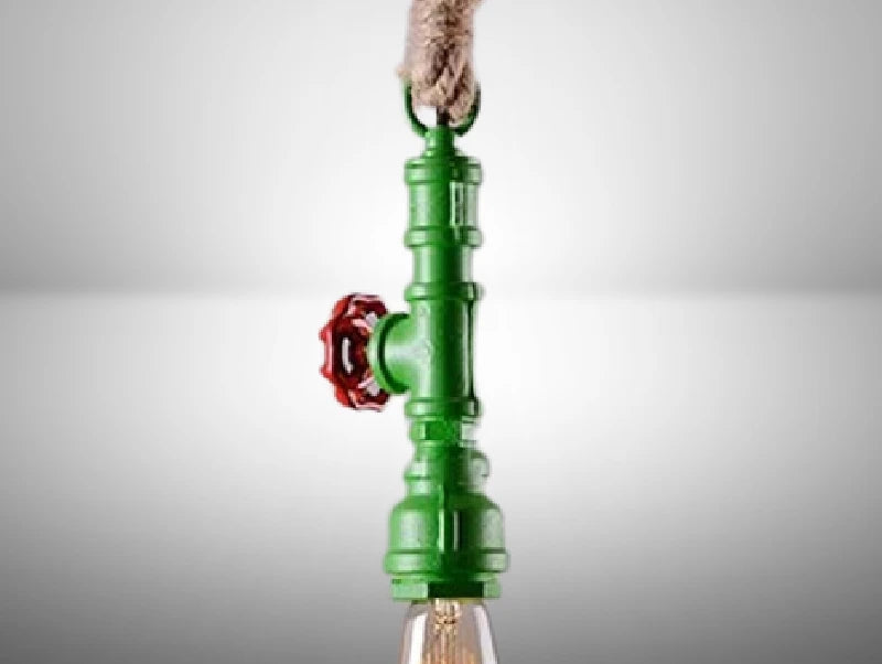 מנורת תלייה חבל עם ברז ירוק