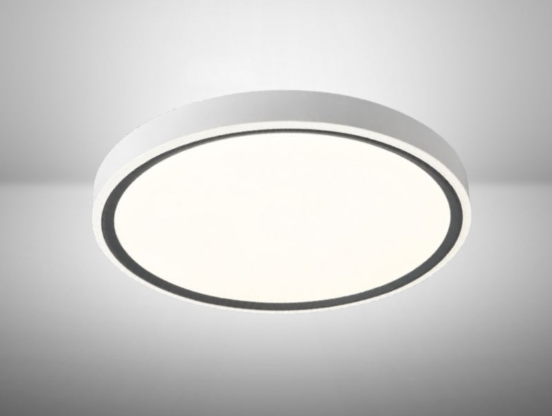גוף תאורה צמוד תקרה עגול לבן עם פס שחור, OMEGA RING CCT.
