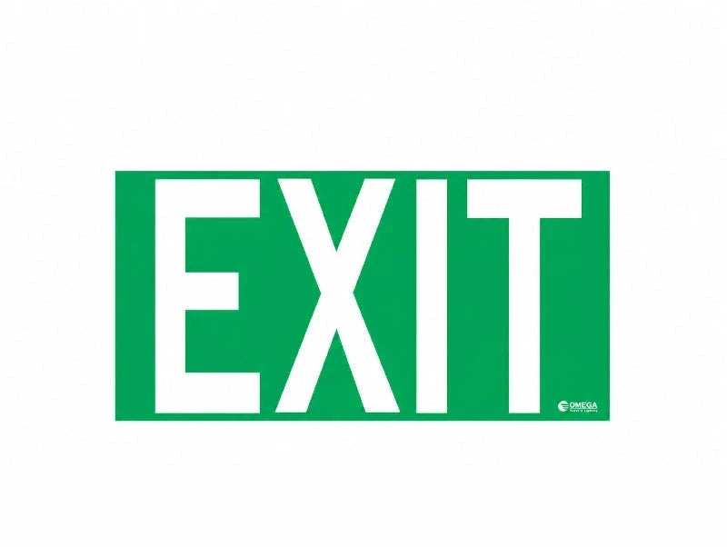 מדבקת שילוט EXIT ירוקה עם כיתוב לבן על רקע לבן