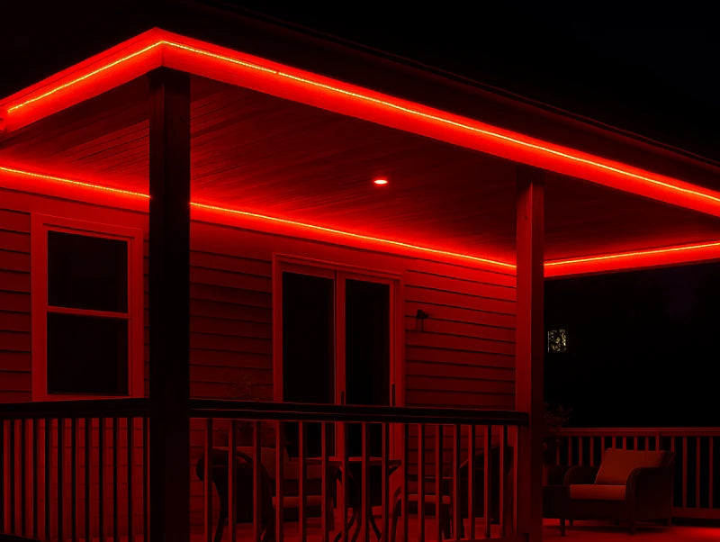 פס לד אדום בפרגולה