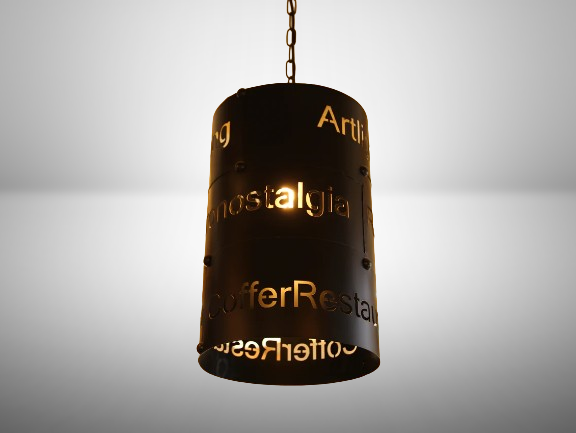 מנורת תלייה תעשייתית עם כיתובים AMSTERDAM - עודפים