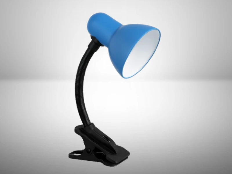 מנורת שולחן עם קליפס בצבע כחול