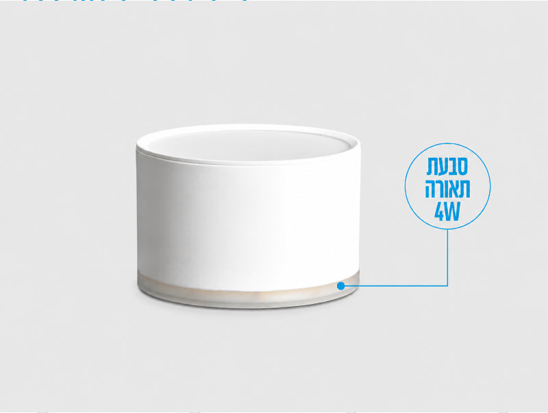 גוף תאורה צמוד תקרה גלילי לבן על רקע לבן