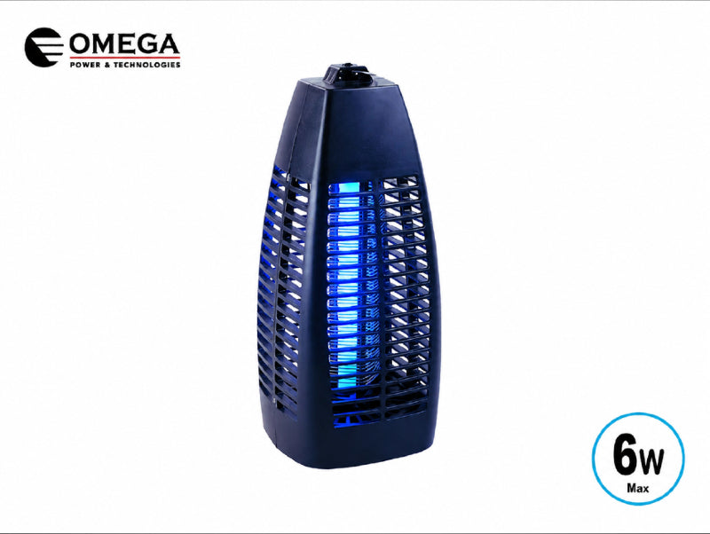 קטלן יתושים חשמלי כחול כהה עם רשת קדמית ונורת UV על רקע לבן