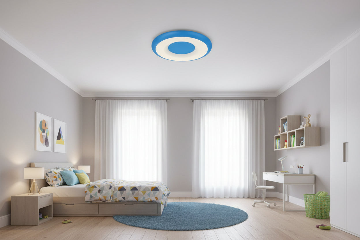 מנורה כחולה צמודת תקרה