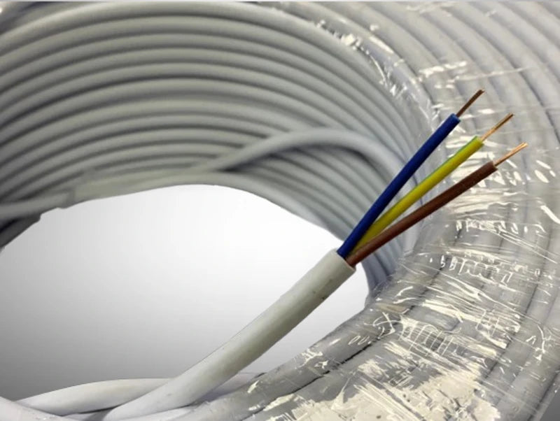 כבל חשמל 3 גידים 0.75ממ לבן