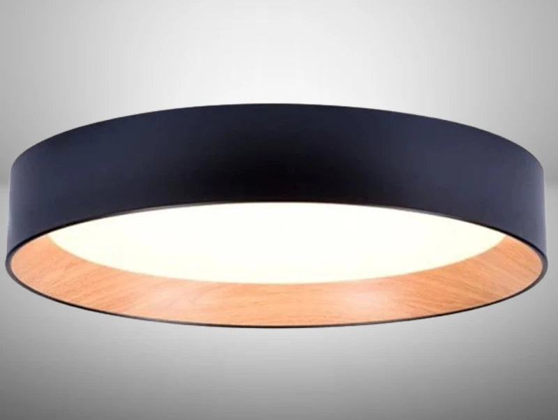מנורה צמודת תקרה בצבע שחור קוטר 84 ס"מ גוון אור לבן חם OAC- עודפים