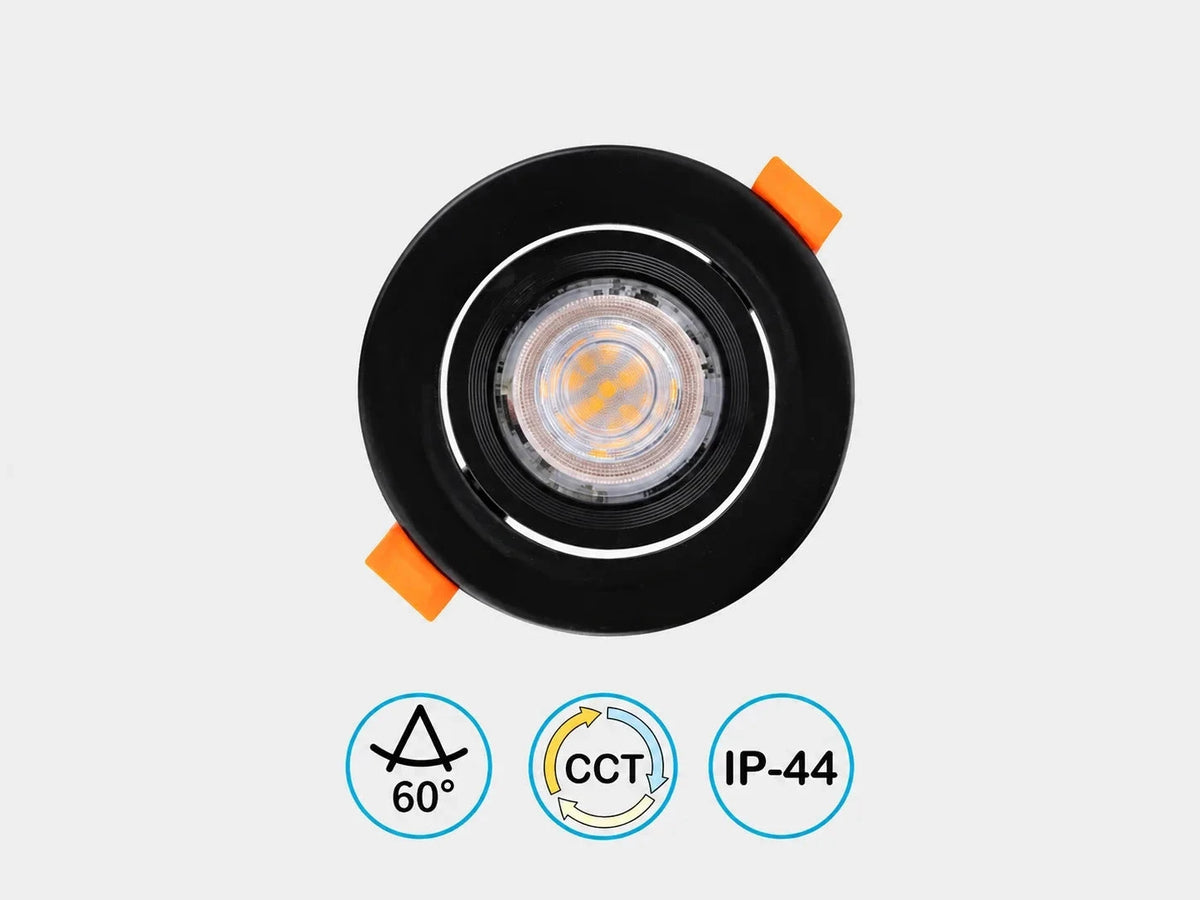 שקוע תקרה OMEGA בגימור שחור עם טבעת פנימית ועדשה שקופה