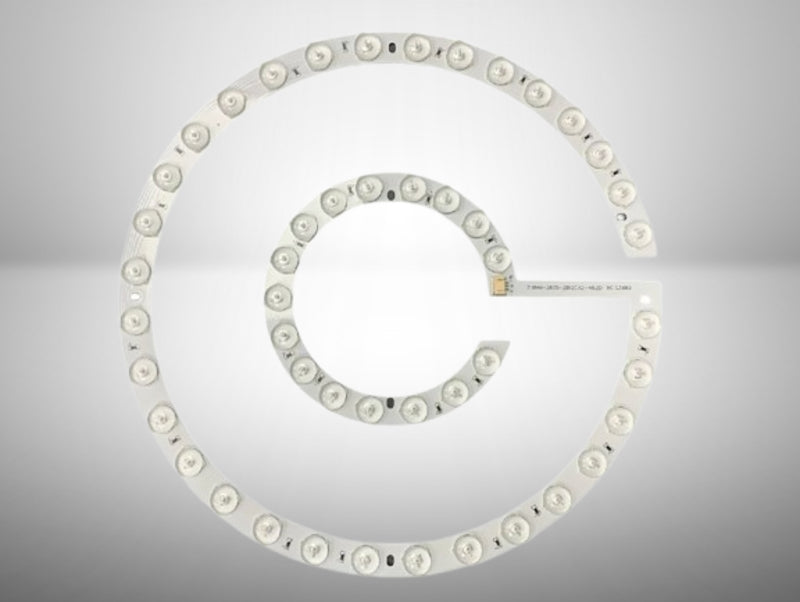 פס לד קשיח 2835 עגול עם עדשות 318ממ - לבן קר + לבן חם