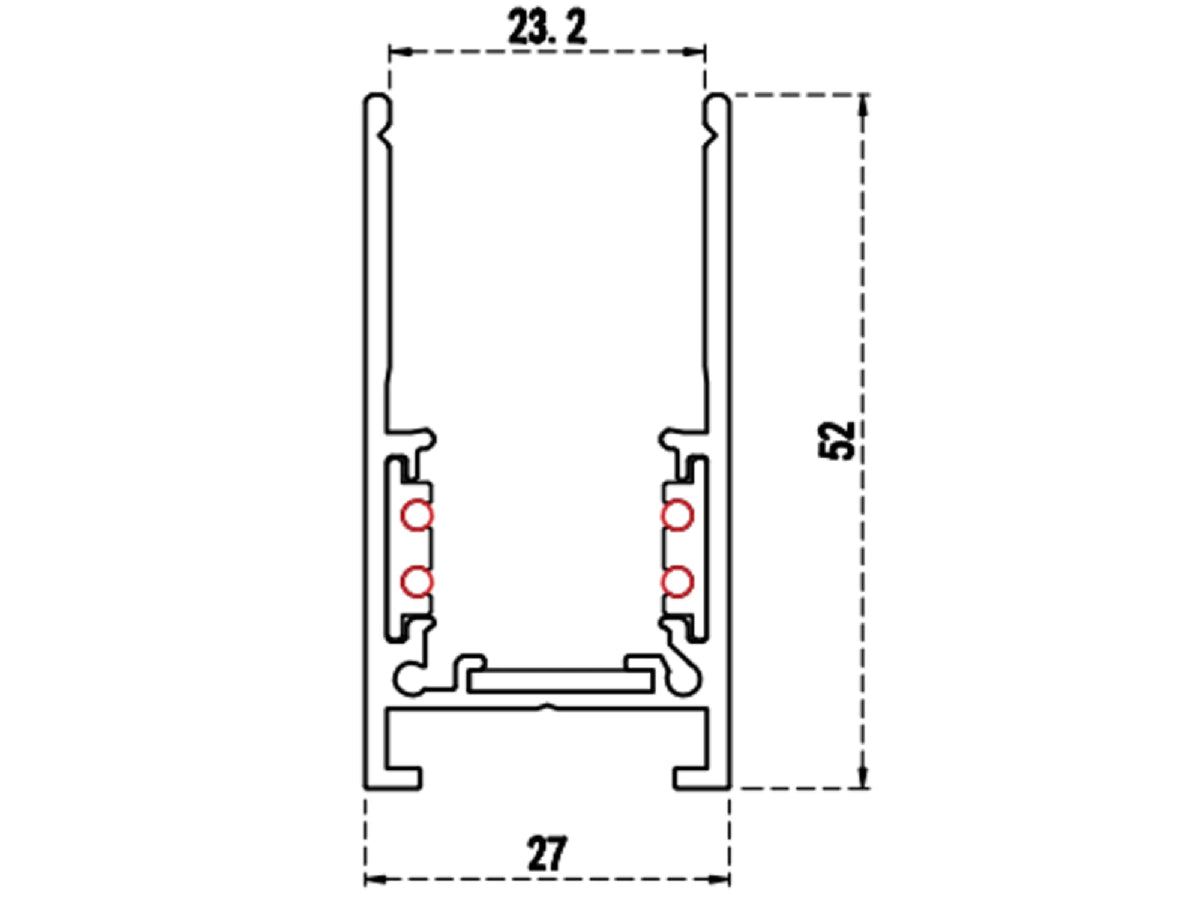 מסילה מגנטאור על הטייח 1מ' 4P שחור - Magnetic Lighting Track System