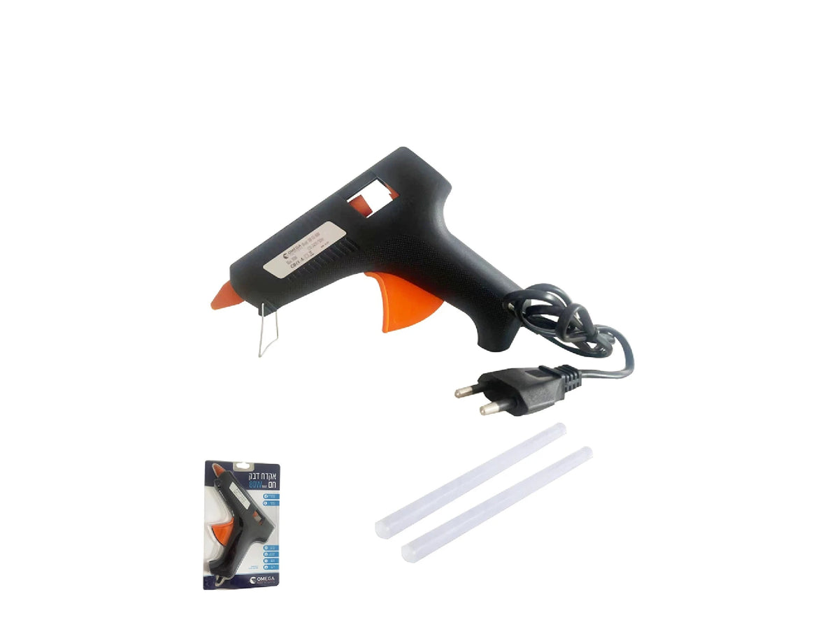 אקדח דבק חם 80W כולל 2 נרות דבק Ø11X100 מ"מ - כלי עבודה וציוד למעבדה באתר לדמרקט