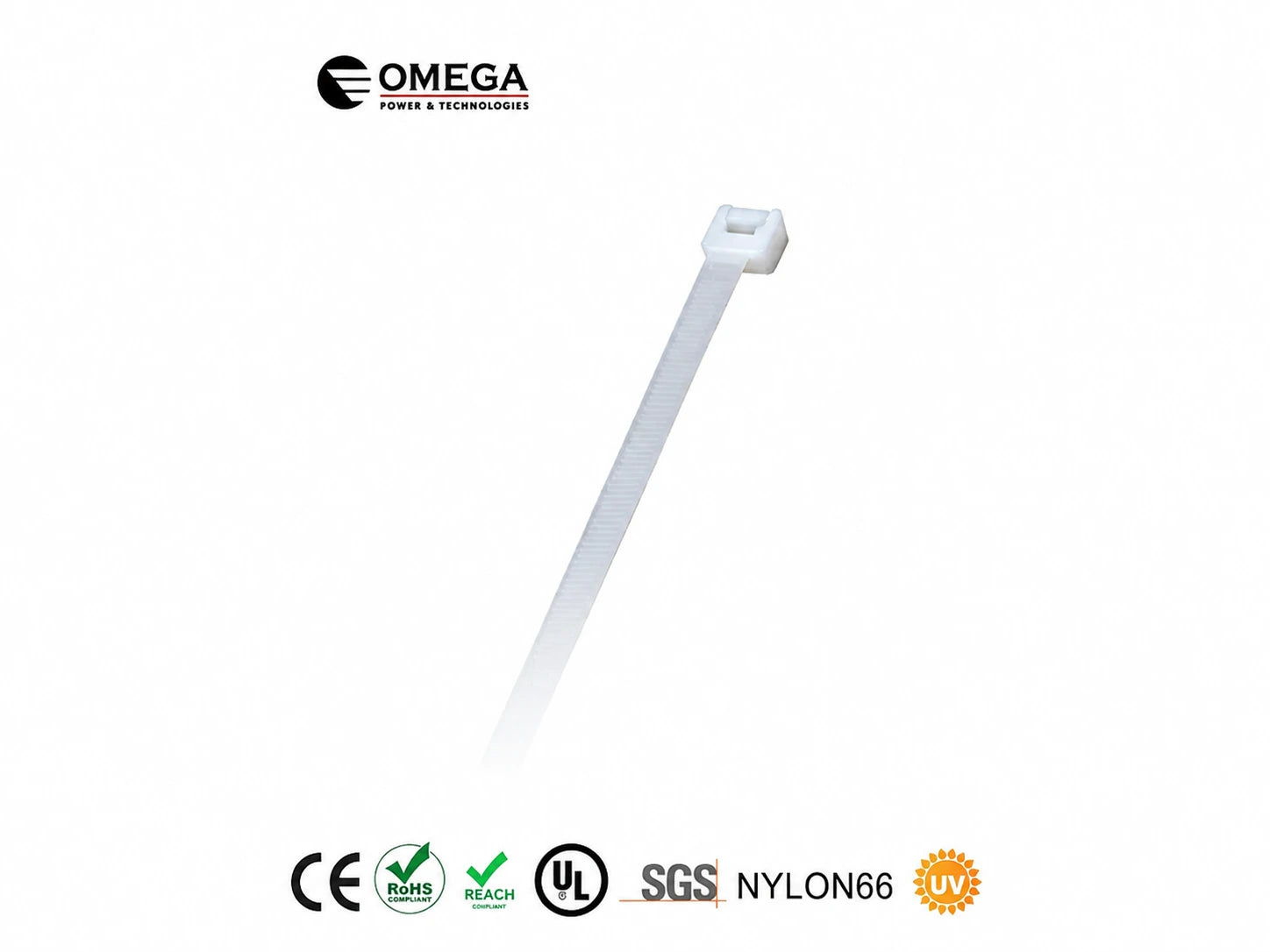 אזיקון פלסטיק לבן של OMEGA עם ראש נעילה וסימוני תקן