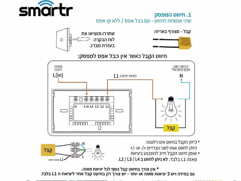 מפסק תאורה שחור 3 מתגים+מאסטר TOUCH WIFI