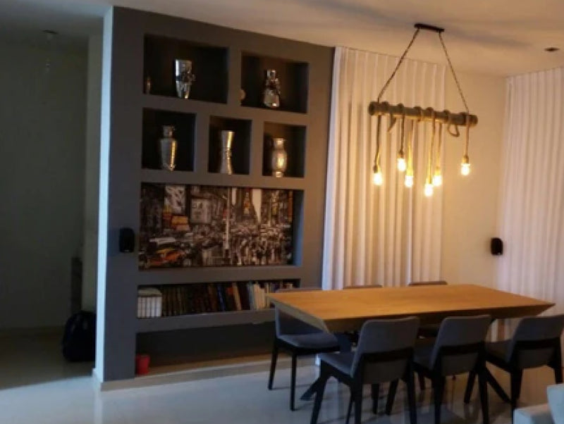 מנורת תלייה NATURAL BAMBOO בפינת אוכל