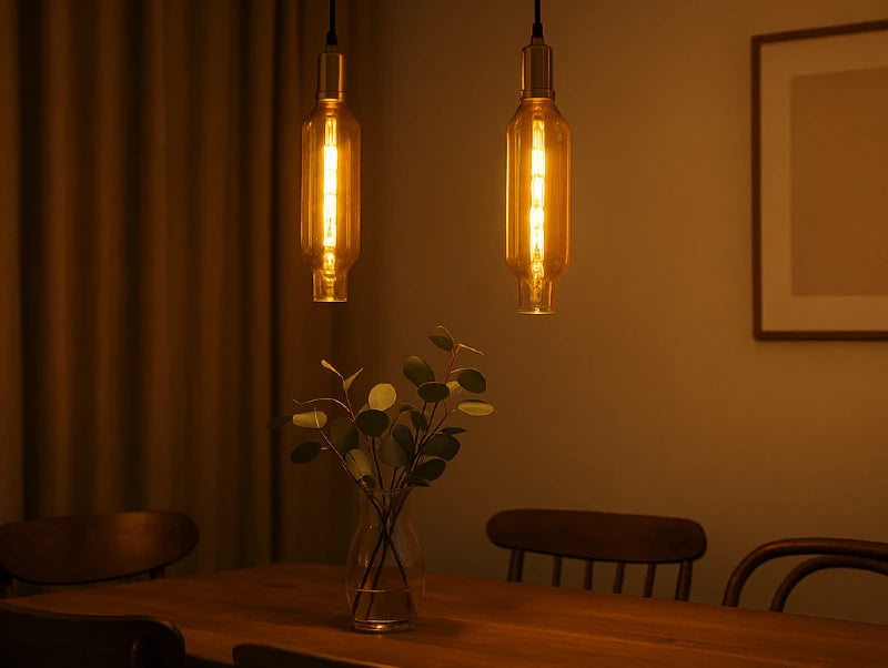 שתי מנורות תלייה AMI בפינת אוכל