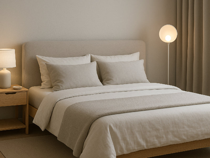 מנורת רצפה ALORA בחדר שינה