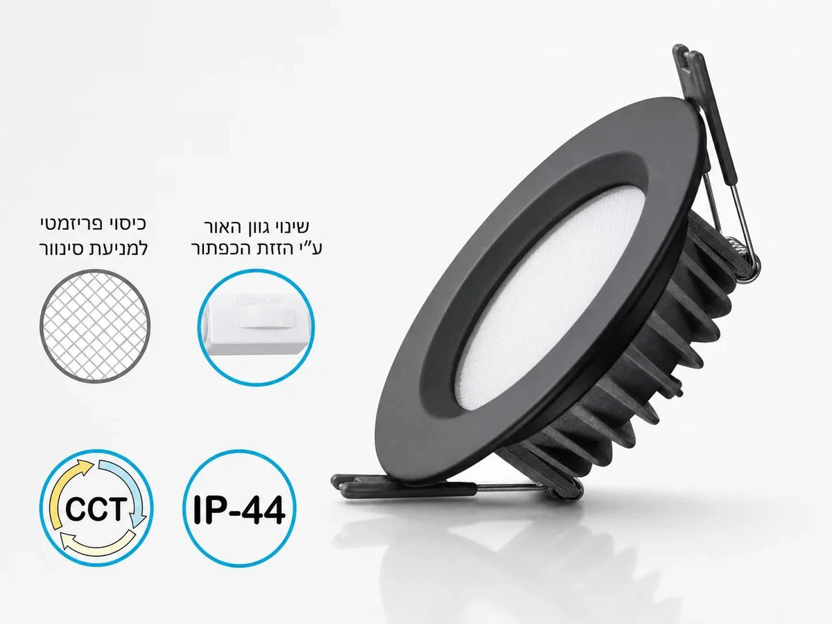 שקוע תקרה שחור של OMEGA במבט צד עם פרטי המוצר