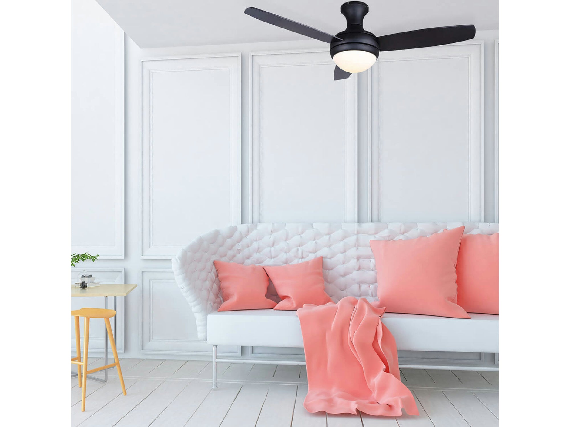 מאוורר תקרה "CCT 18W TWITTER 48 עם שלט- שחור - Ceiling Fan with Light
