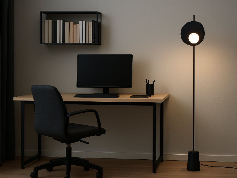 מנורת רצפה ECLIPSE ליד שןלחן משרדי