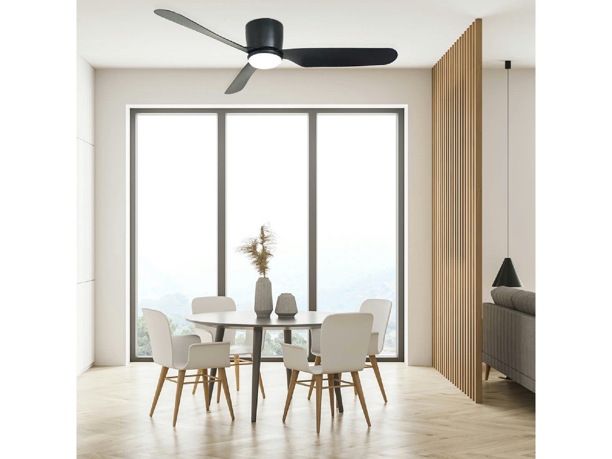 מאוורר תקרה "48 דגם ULTRA5 עם שלט-שחור - Ceiling Fan with Light