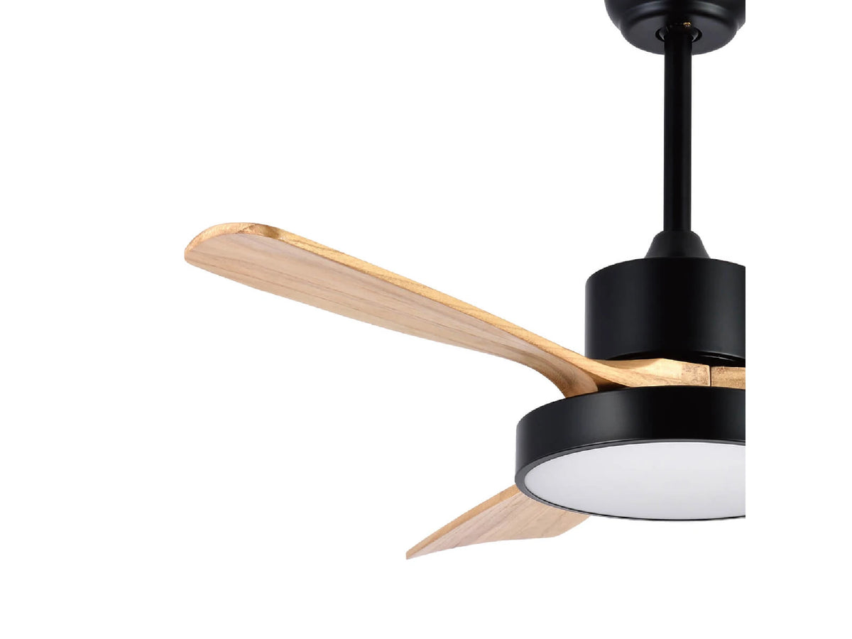 מאוורר תקרה "48 דגם EDIT עם שלט-שחור ועץ - Ceiling Fan with Light באתר לדמרקט
