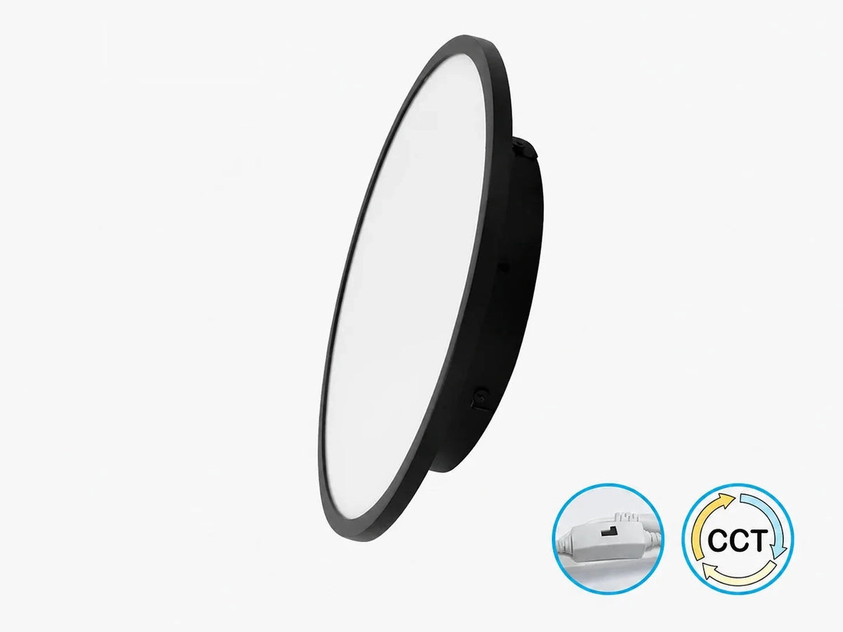 גוף תאורה צמוד תקרה OMEGA בגימור שחור עם מבנה דק ותאורת CCT