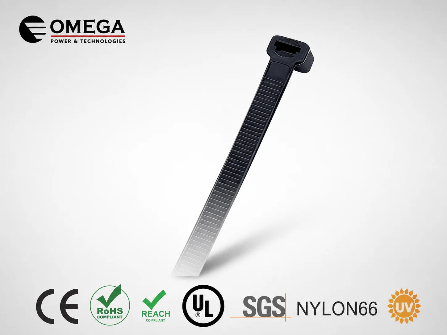 אזיקון שחור של OMEGA באורך 250 מ״מ עם ראש נעילה מובנה
