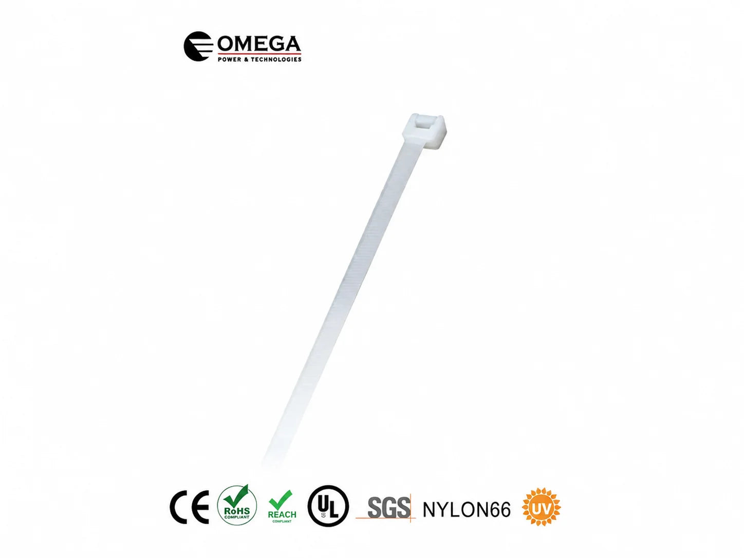 אזיקון OMEGA לבן עם ראש נעילה וסימוני תקני איכות