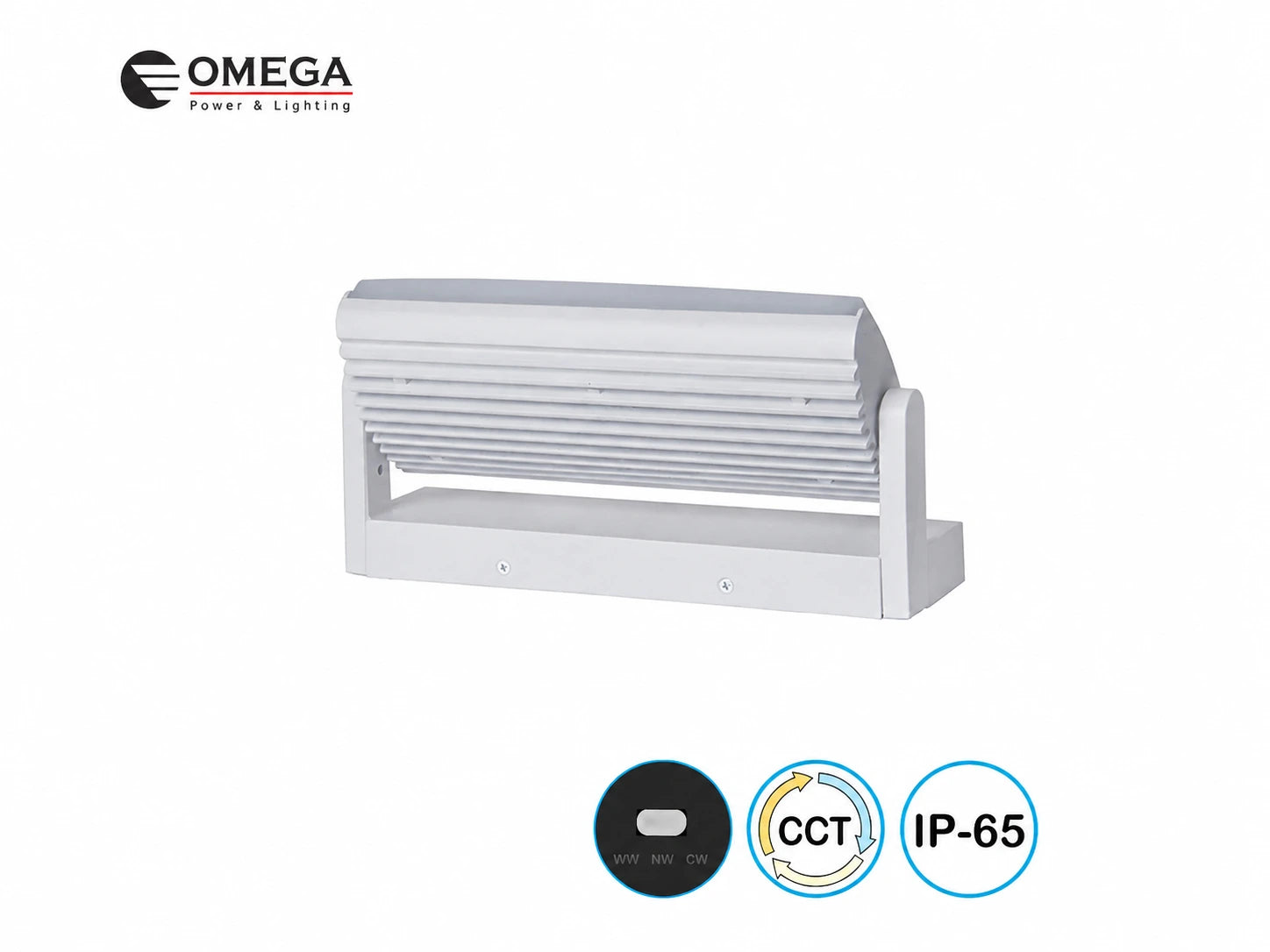 גוף תאורה OLYMPUS לבן במבט קדמי עם כיסוי מפזר אור שקוף