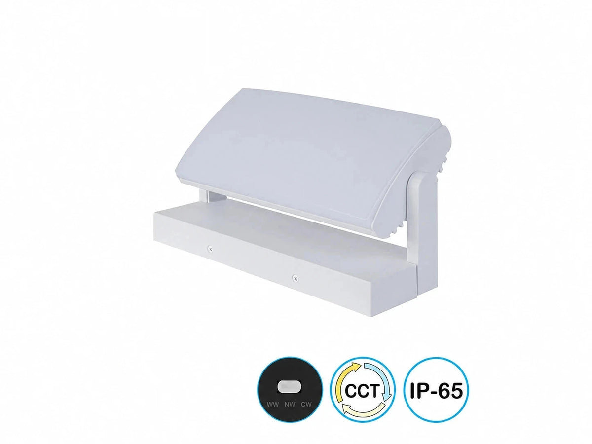 גוף תאורה OLYMPUS לבן בתצוגת מוצר על רקע לבן עם סמלי CCT ועמידות