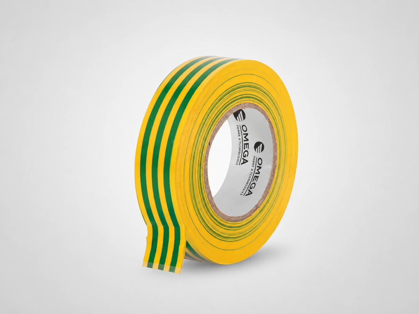 סרט PVC צהוב-ירוק מגולגל עם קצה סרט משוחרר לצורך סימון והארקה