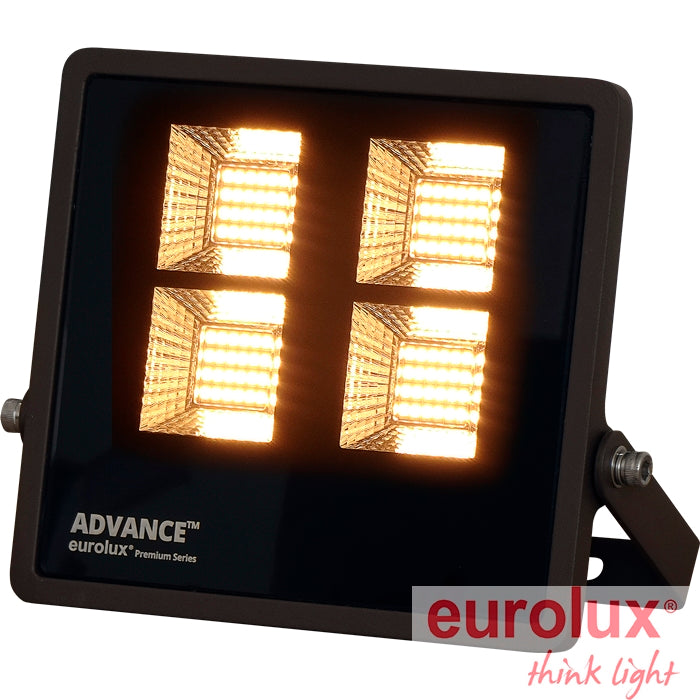 פנס הצפה מרובע שחור דגם ADVANCE של יורולוקס עם תאורת לד וזרוע מתכווננת