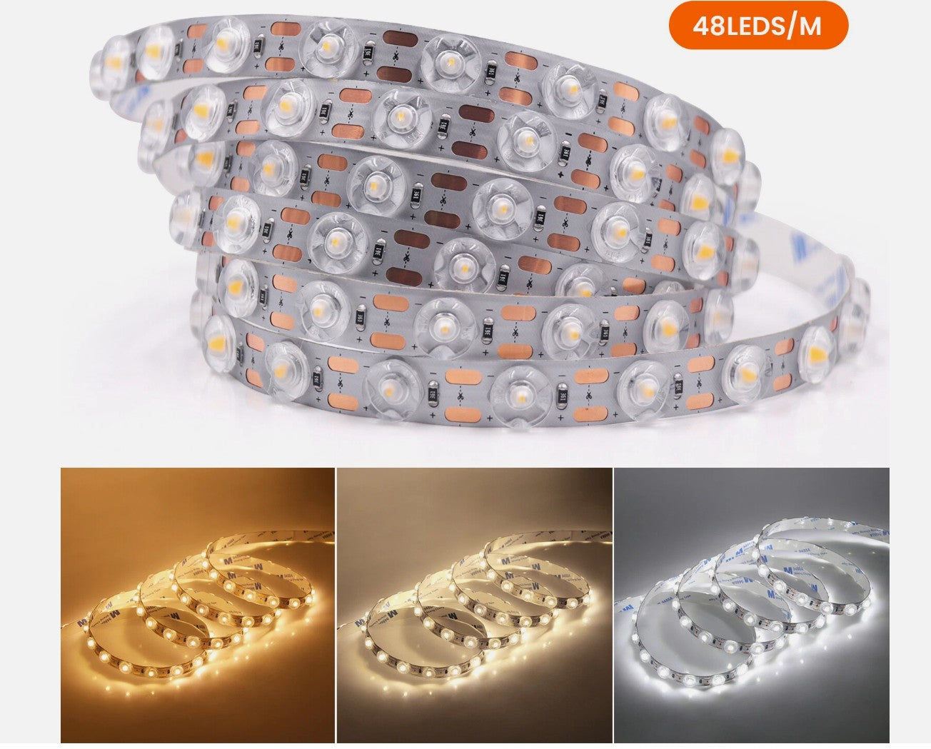 פס לד עם עדשות 24V 3030 באורך 20 מטר