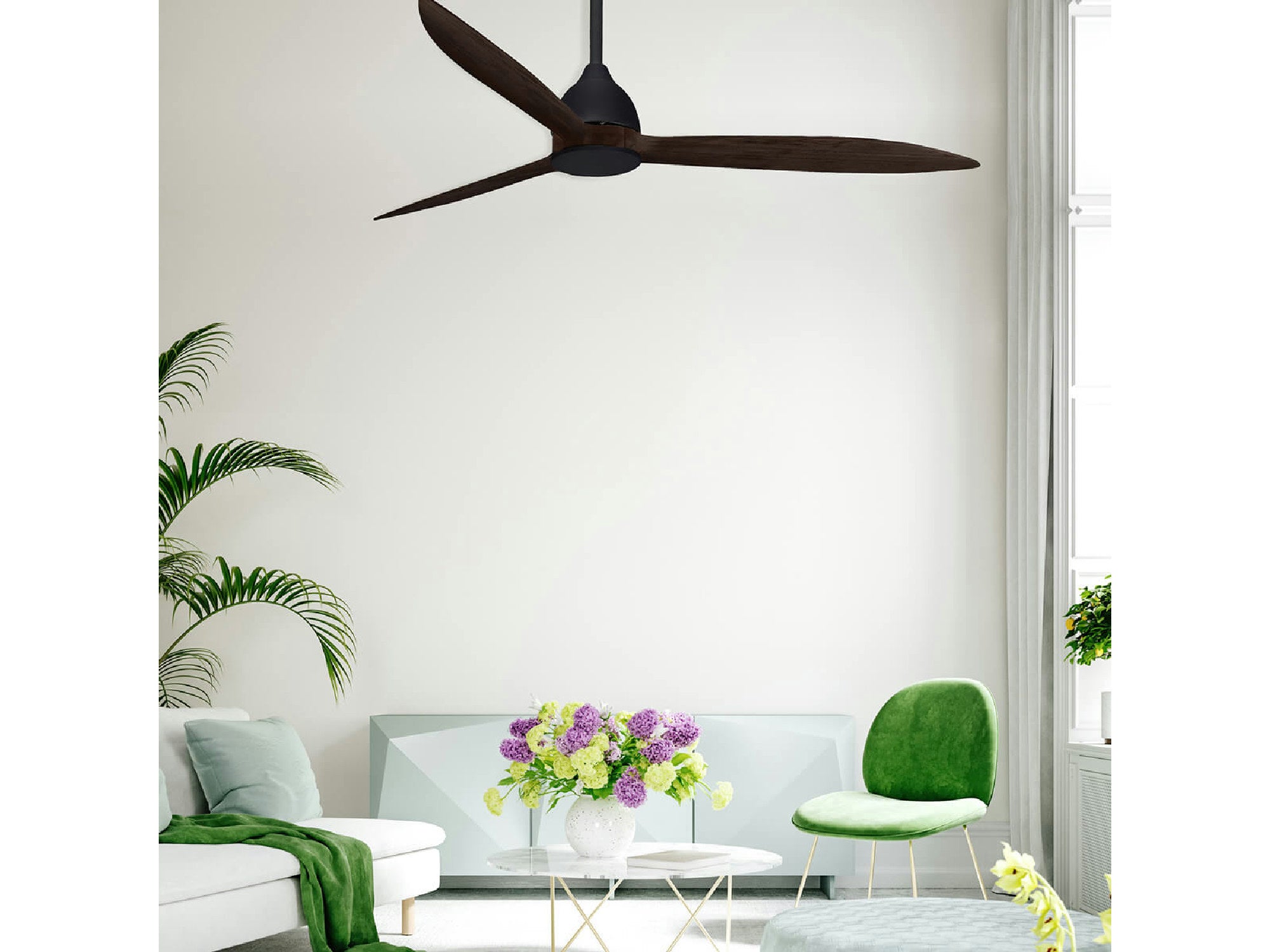 מאוורר תקרה 'HERCULES 60 שחור+עץ+שלט DC - Ceiling Fan with Light