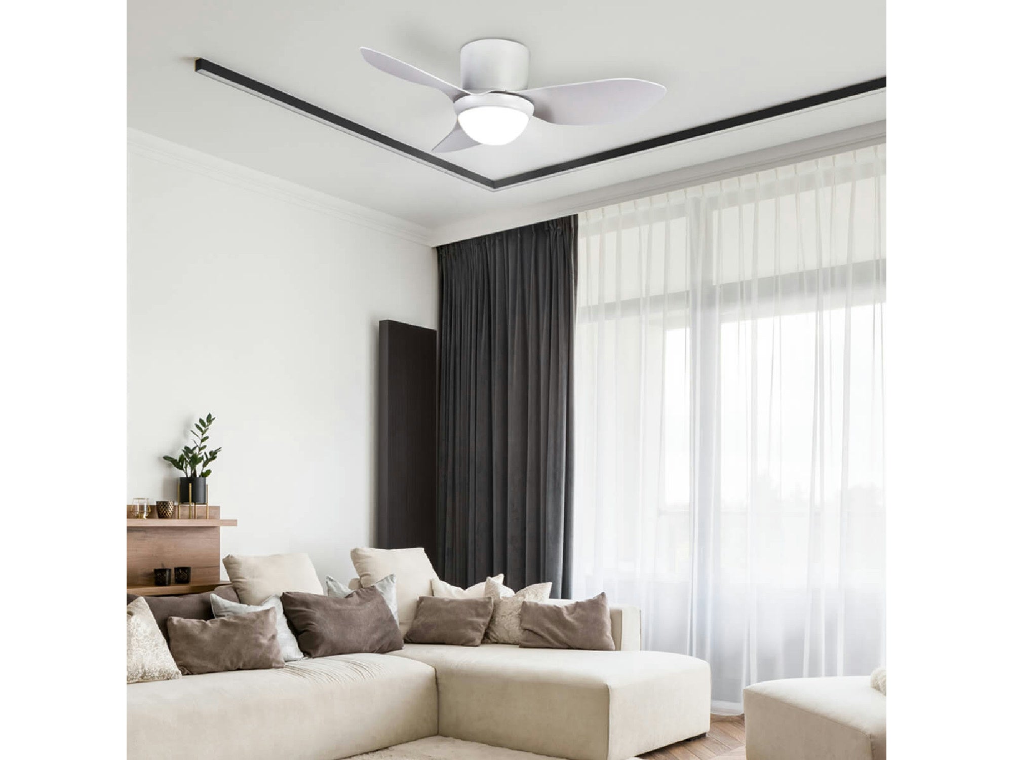 מאוורר תקרה "46 דגם FEEL עם שלט-לבן - Ceiling Fan with Light