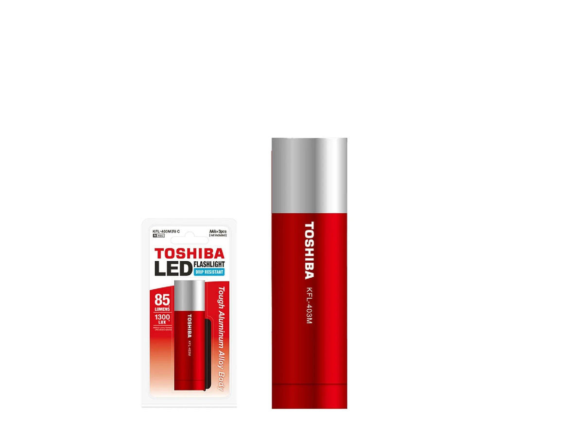 פנס לד אלומיניום אדום85 לומנס טושיבה 3XAAA - BATTERY באתר לדמרקט