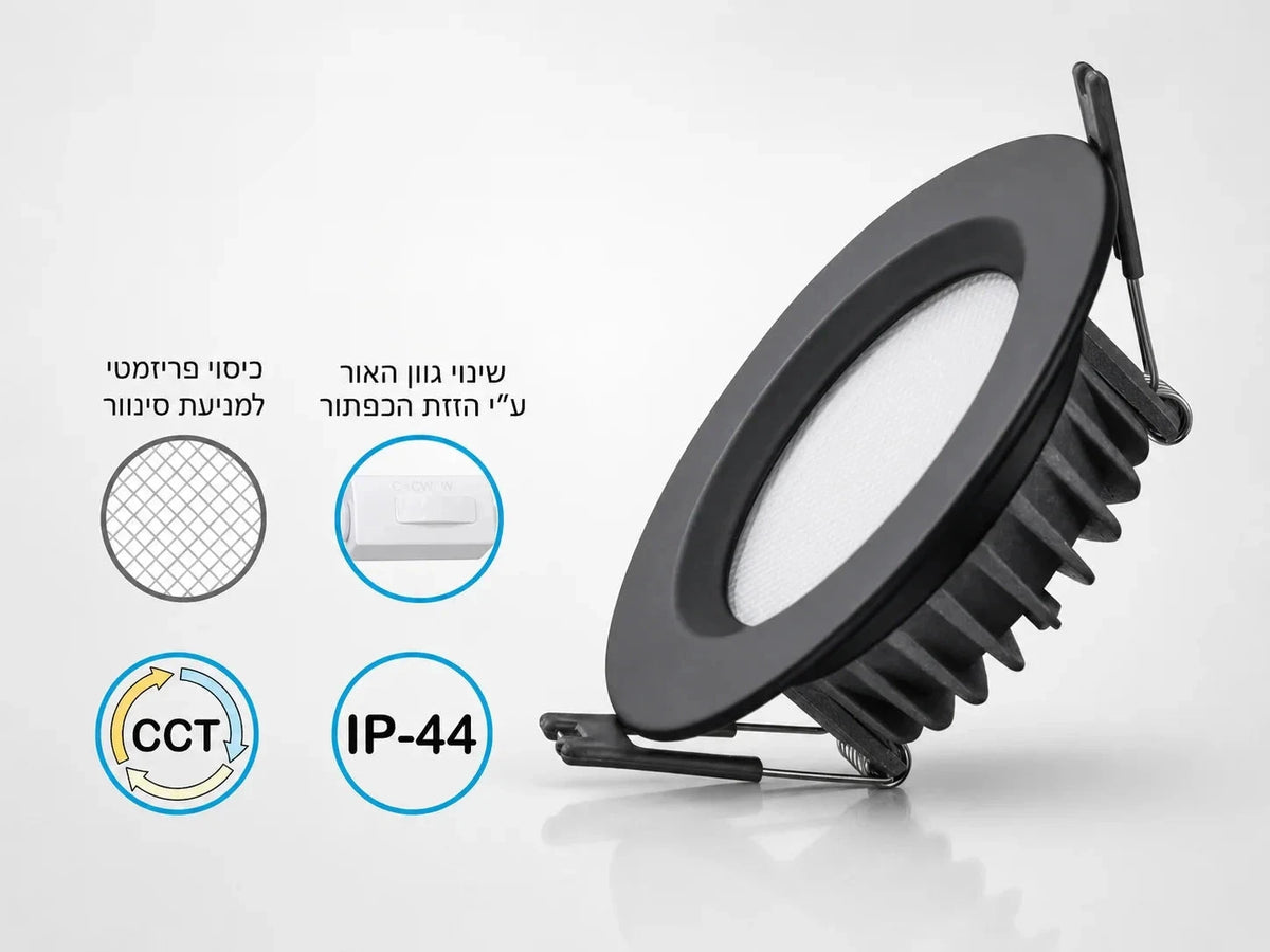 שקוע תקרה שחור של OMEGA במבט צד עם מאפייני המוצר