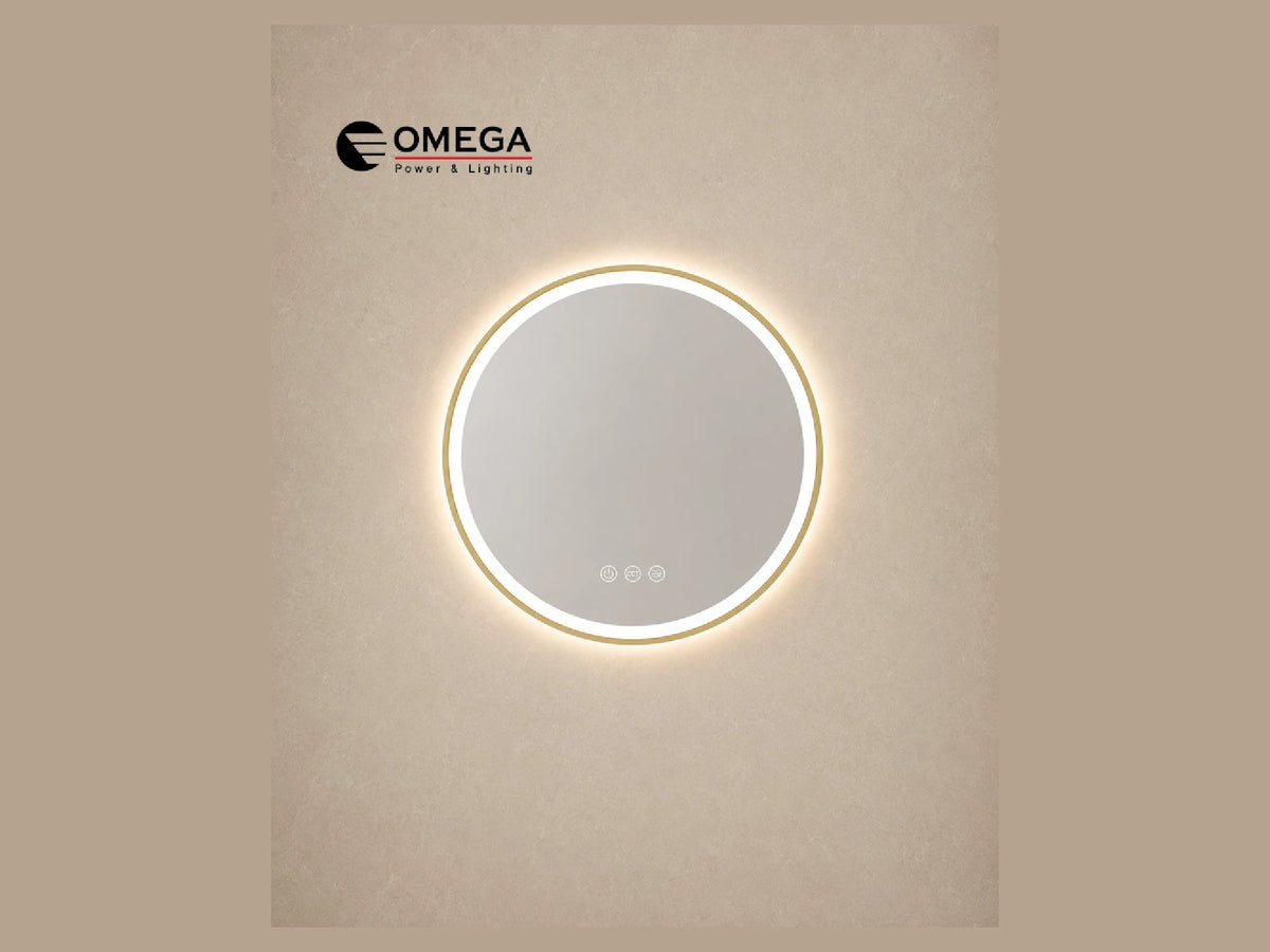 מראה עגולה LED מרחפת Hermes מסגרת זהב IP54 קוטר 60 ס"מ - LED Mirror באתר לדמרקט